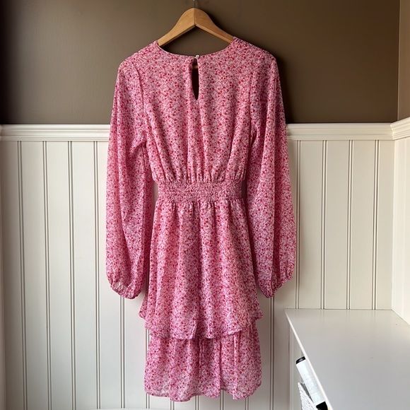 JAPNA Pink Floral Layered Flowy Dress Size Large - Picture 9 of 10
